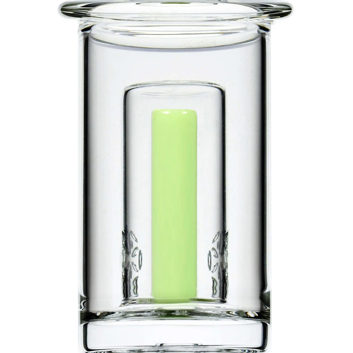 Close-up of Seed of Life percolator in milky green SOL Puffco Peak glass attachment
