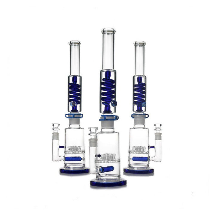 Blue Specialty Coiled Glycerin Ice Bong 19 inch