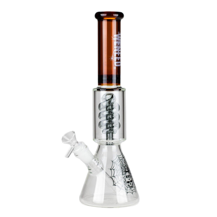 Spiral Beaker Bong 12" in amber variant showing spiral diffuser and beaker base