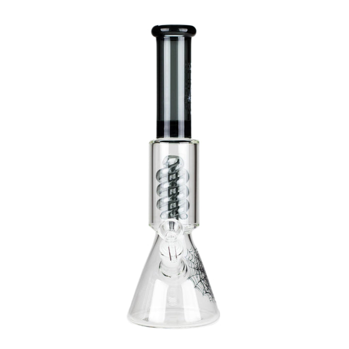 All components of Spiral Beaker Bong 12" including removable downstem, bowl, and spiral diffuser