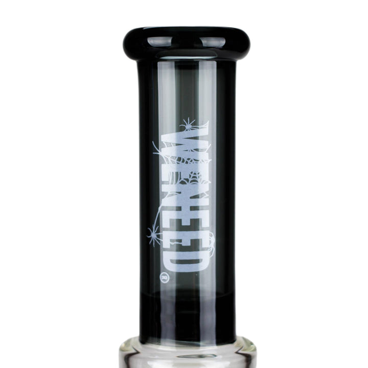Closeup of the tube on Spiral Beaker Bong 12" showing smooth glass and spiral percolator