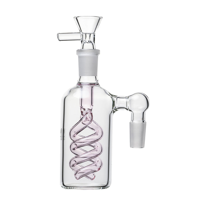 Spiral Perc Ash Catcher in pink 90-degree view
