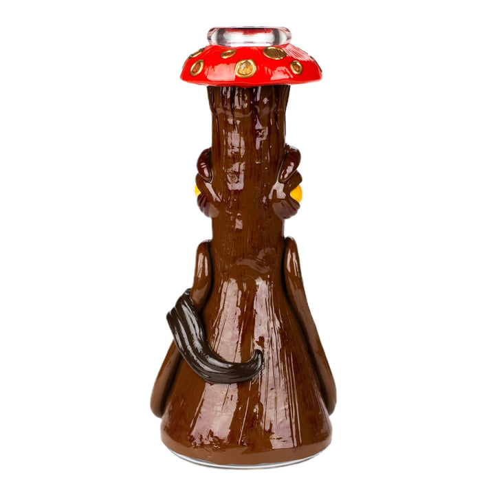 Back view of Spore Fiend Mushroom Beaker Bong highlighting resin texture and wide beaker base