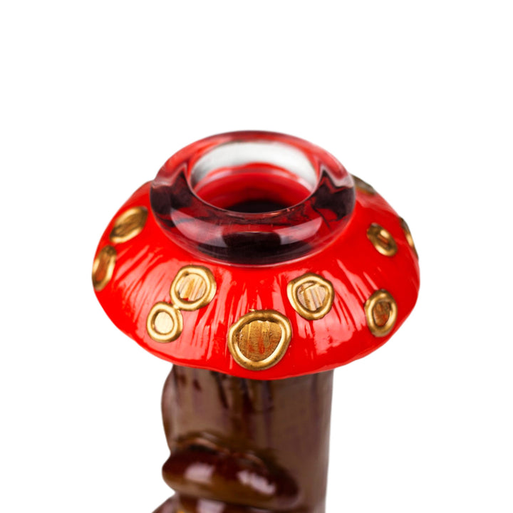 Mushroom cap mouthpiece of Spore Fiend Beaker Bong with raised bumps and smooth finish