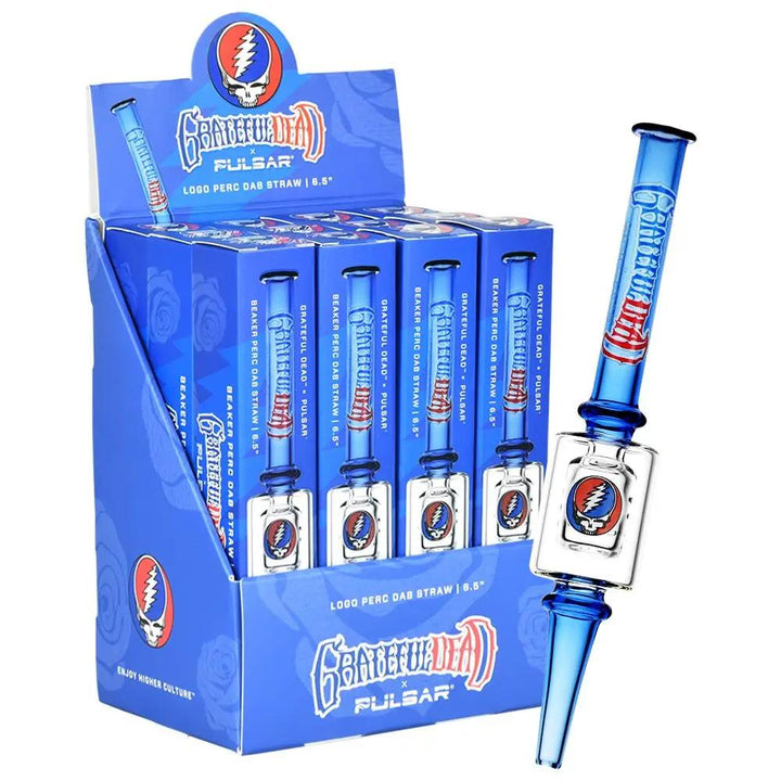 12-piece display of Steal Your Face Dabs Straws with Grateful Dead artwork