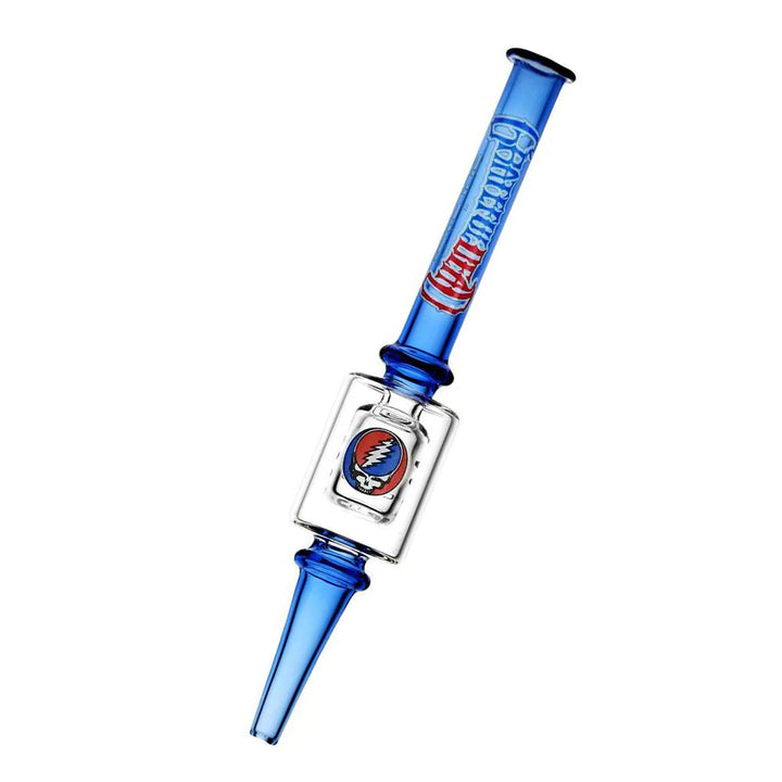 Single Steal Your Face Dabs Straw 6.5 inch glass with blue and clear design