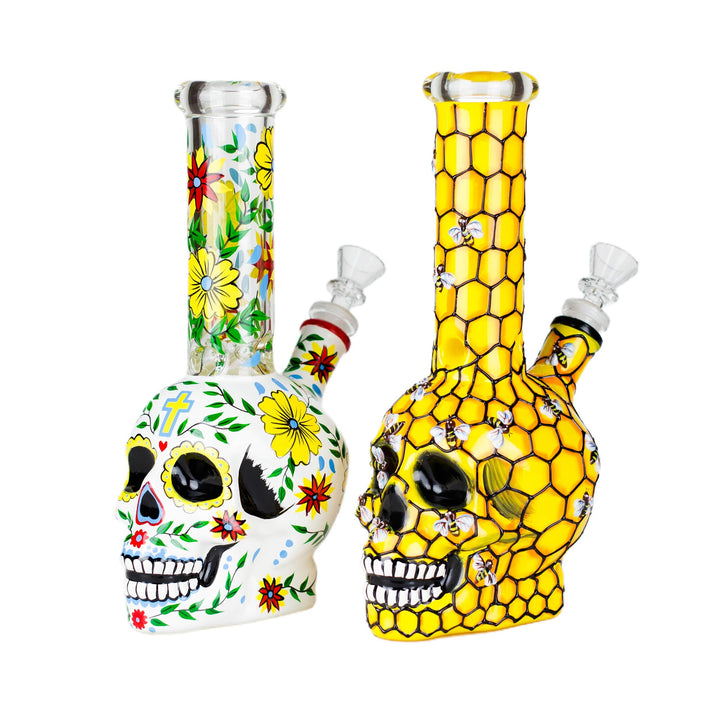 9 inch Sugar Skull Glass Bong - PILOTDIAIRY