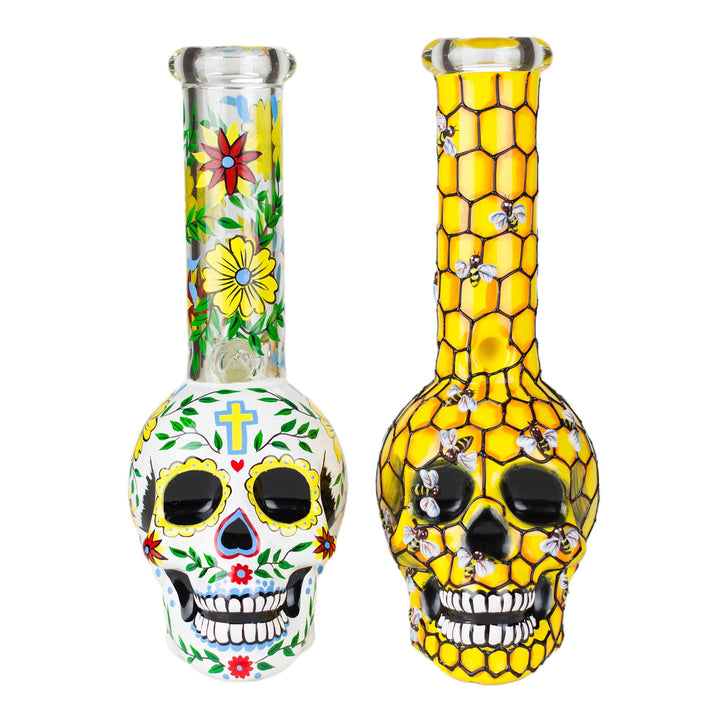 9 inch Sugar Skull Glass Bong