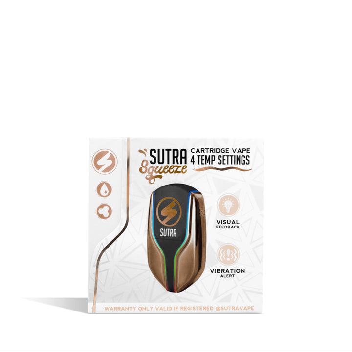 Sutra Vape Squeeze Cartridge Vaporizer in bronze – packaging box display