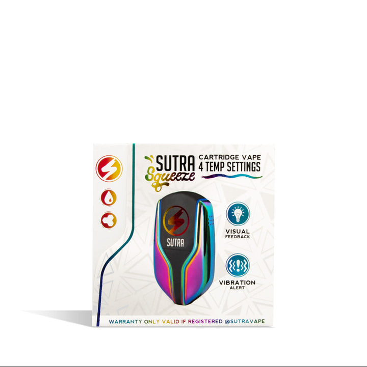 Sutra Vape Squeeze Cartridge Vaporizer in full color – packaging box display