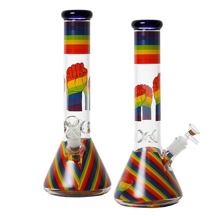 Angled view of 14 inch Thick Glass Beaker Bong
