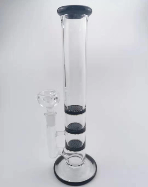 11 inch Triple Honeycomb Perc Tube Bong in blue for smooth hits