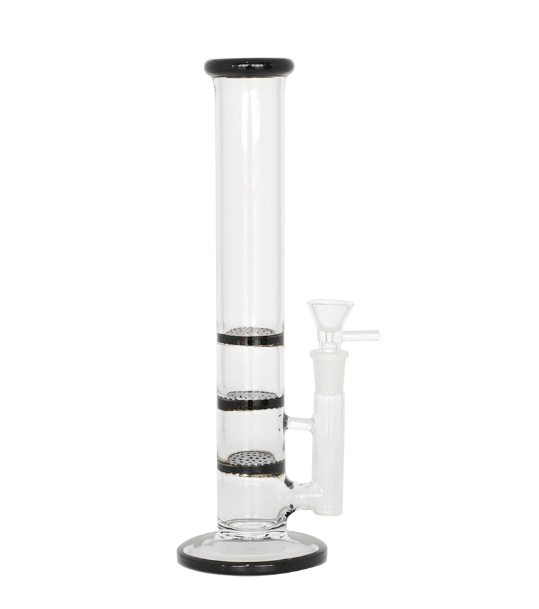 11 inch Triple Honeycomb Perc Tube Bong in black