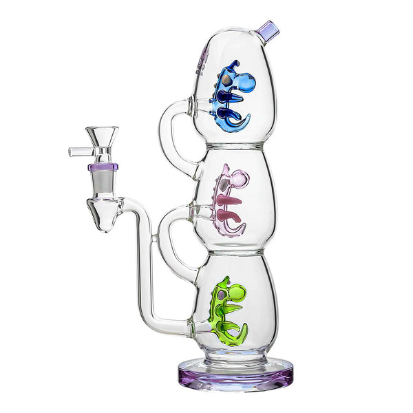 Triple Yoshi Egg Glass Dab Rig in Purple color