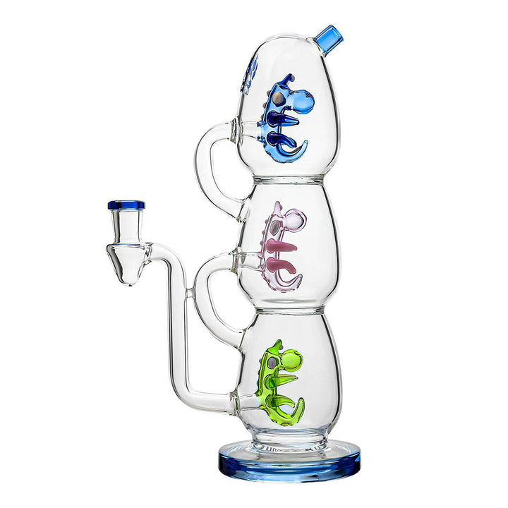 Triple Yoshi Egg Glass Dab Rig in Blue color