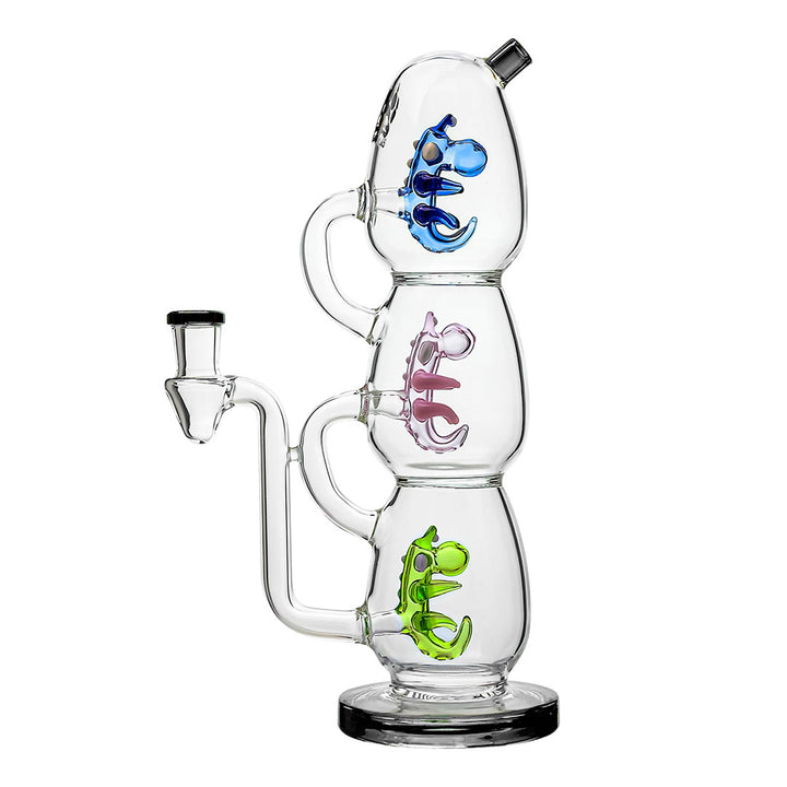 Triple Yoshi Egg Glass Dab Rig in Transparent Black color