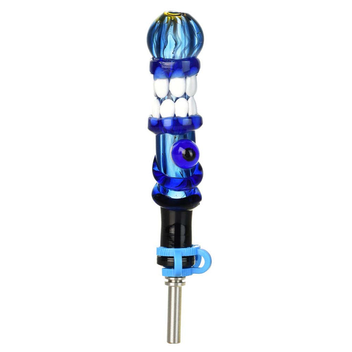 Trippy Face Dab Straw with Titanium Tip in blue