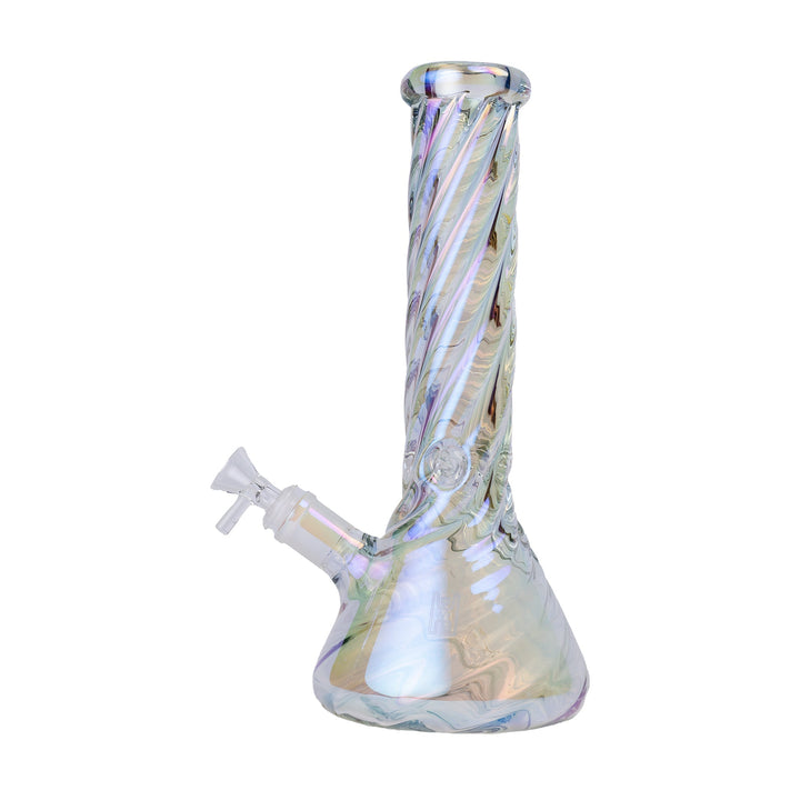Human Grade 12 Inch Twisted Iridescent Beaker Water Bong