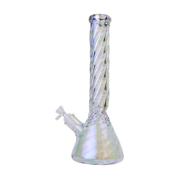 Human Grade 15 Inch Twisted Iridescent Beaker Water Bong