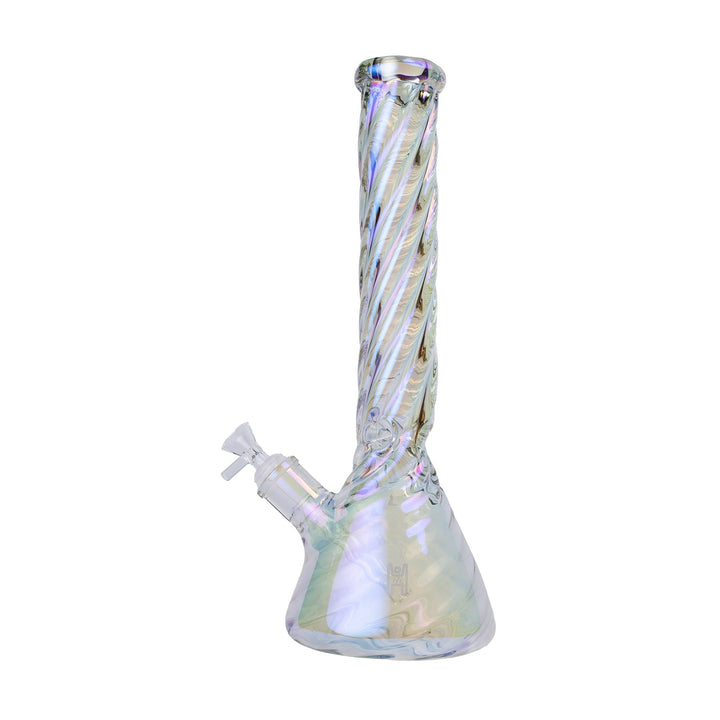 Human Grade 15 Inch Twisted Iridescent Beaker Water Bong