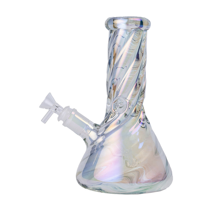 Human Grade 9 Inch Twisted Iridescent Beaker Water Bong