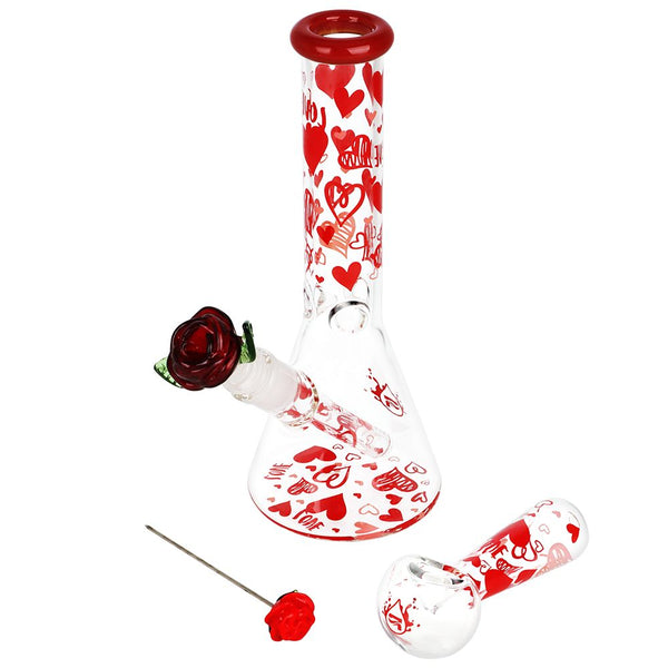 Valentine's Hearts and Roses Bong & Hand Pipe Set 