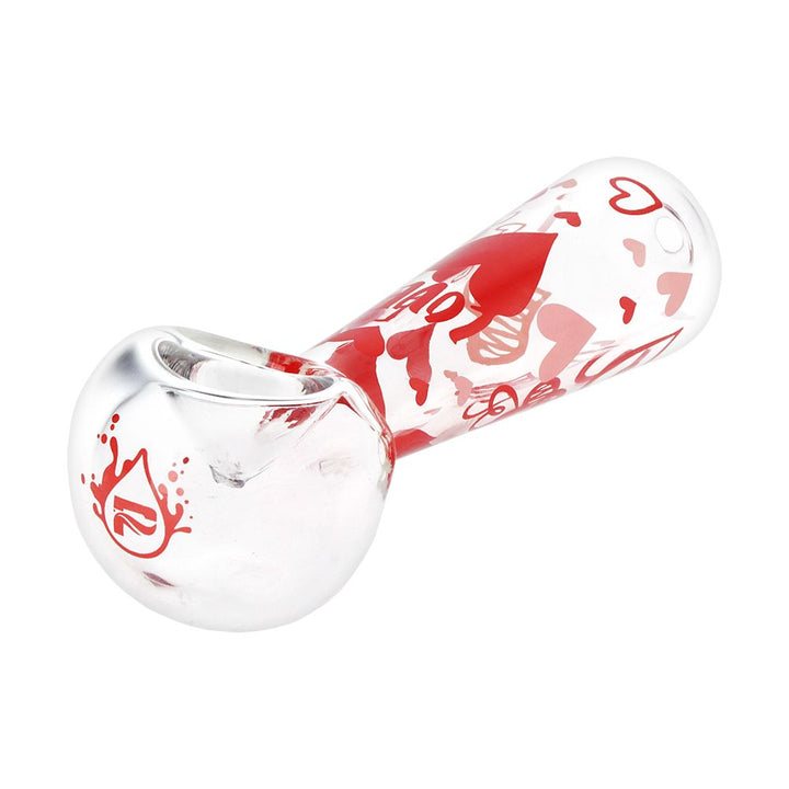 Valentine's Hearts and Roses Glass Hand Pipe
