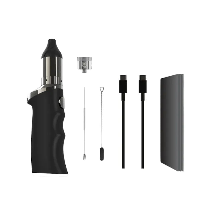 Yocan Black Phaser Ace wax vaporizer packaging all parts