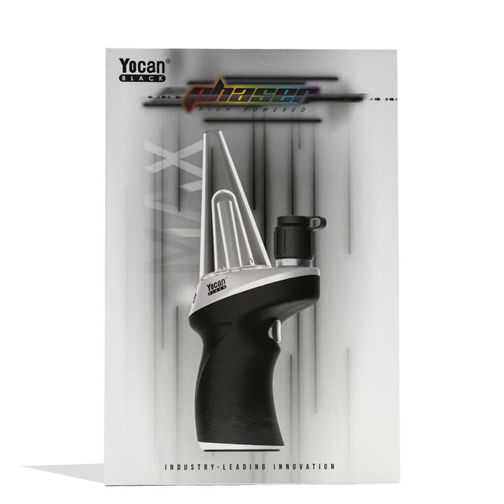 Packaging of Silver Yocan Black Phaser Max Portable Electric Dab Rig