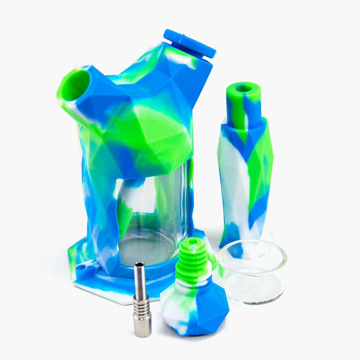 2-IN-1 Silicone Bubbler and Nectar Collector kit with all parts displayed