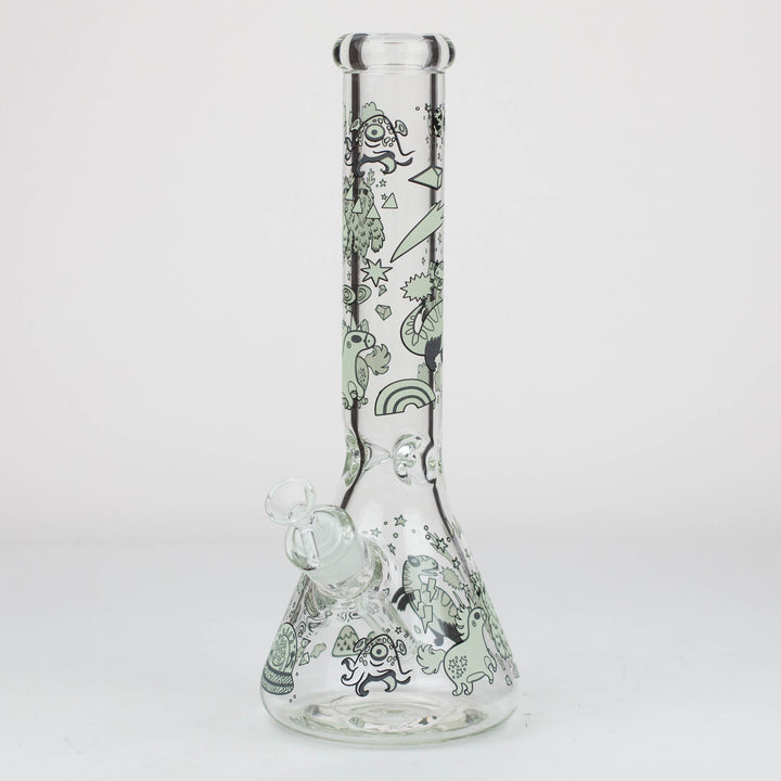 14" Glow in the Dark 7 mm Glass Beaker Bong