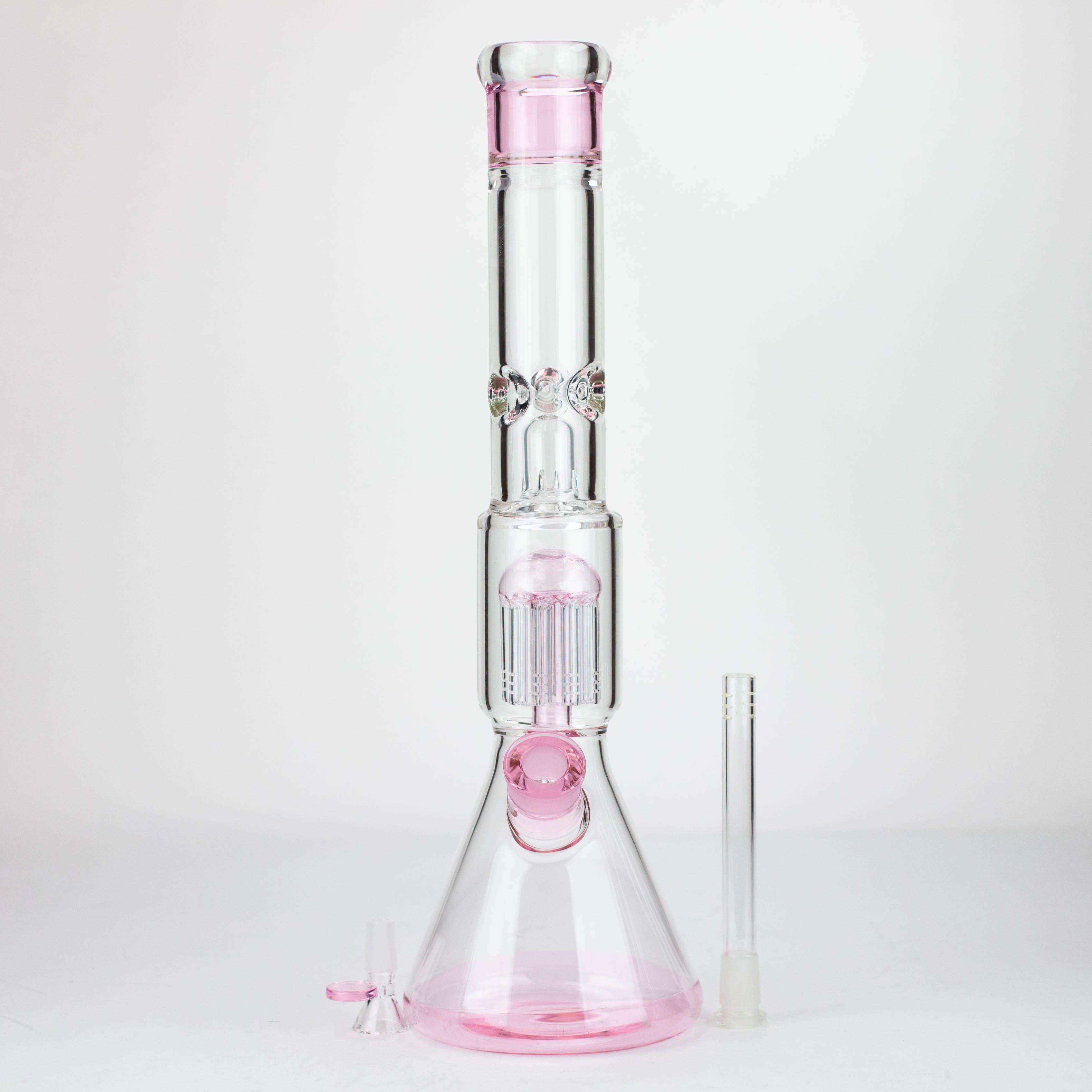 18" Single 8 arms perc, with splash guard 7mm glass water bong_4
