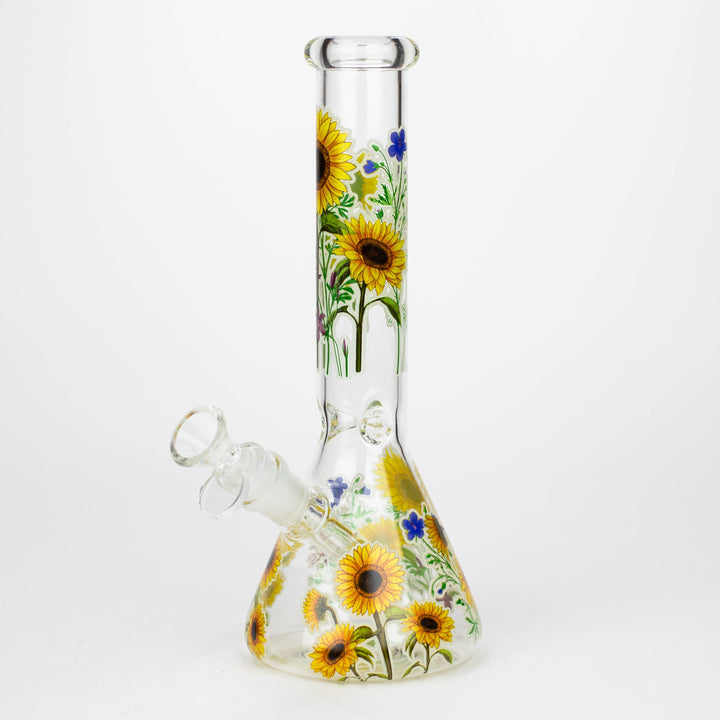 10" Glow in the dark Glass Bong With Flower Design [BH1061/062]