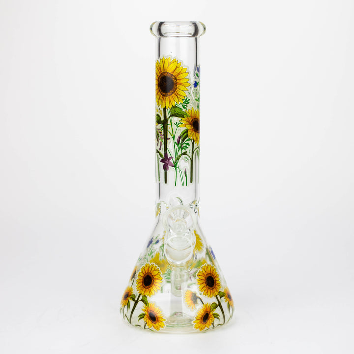 10" Glow in the dark Glass Bong With Flower Design [BH1061/062]