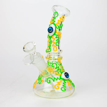 8" Glow in the dark Glass Bong With Eye Design [BH090]_0