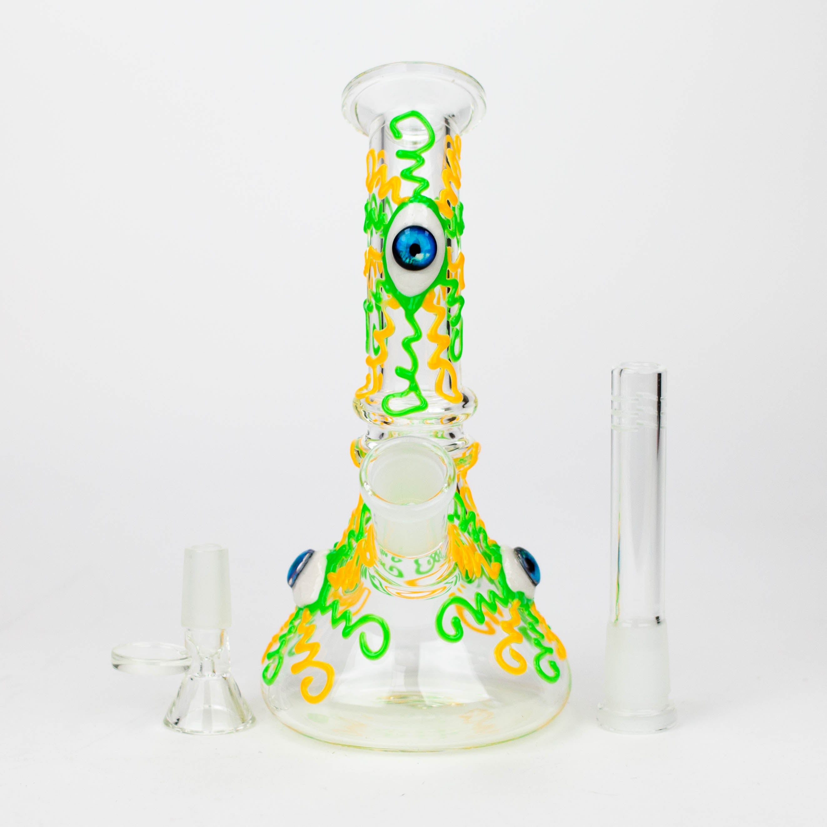 8" Glow in the dark Glass Bong With Eye Design [BH090]_6