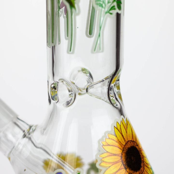 10" Glow in the dark Glass Bong With Flower Design [BH1061/062]