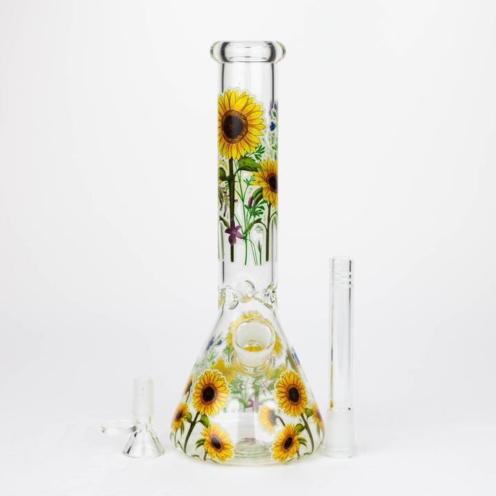 10" Glow in the dark Glass Bong With Flower Design [BH1061/062]