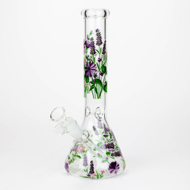 10" Glow in the dark Glass Bong With Flower Design [BH1061/062]