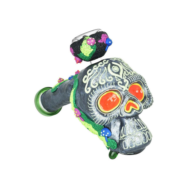 Glow in the Dark Skull Bubbler Pipe