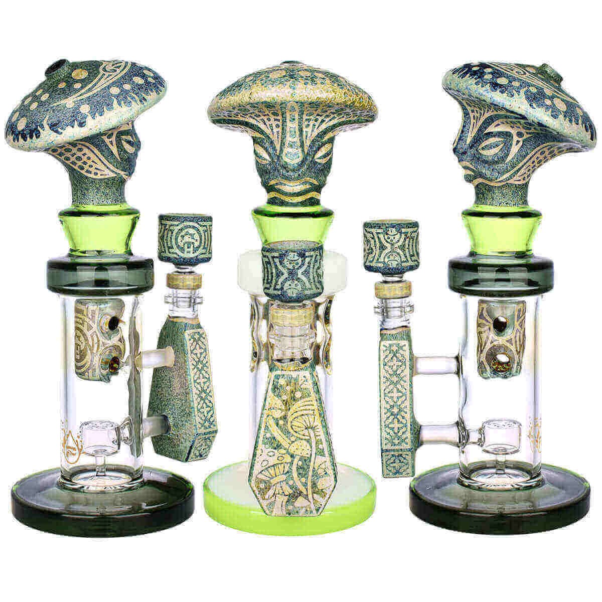 Pulsar Hieroglyphs Mushroom Wizard Water Pipe 10.5  - INHALCO