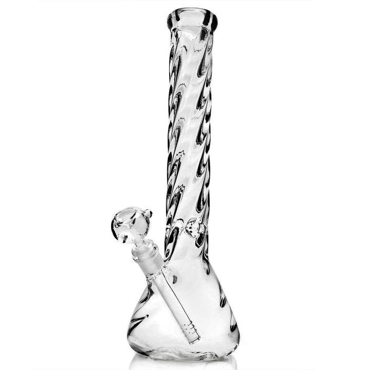 Side View of Twist Clear Glass Bong 16″ 