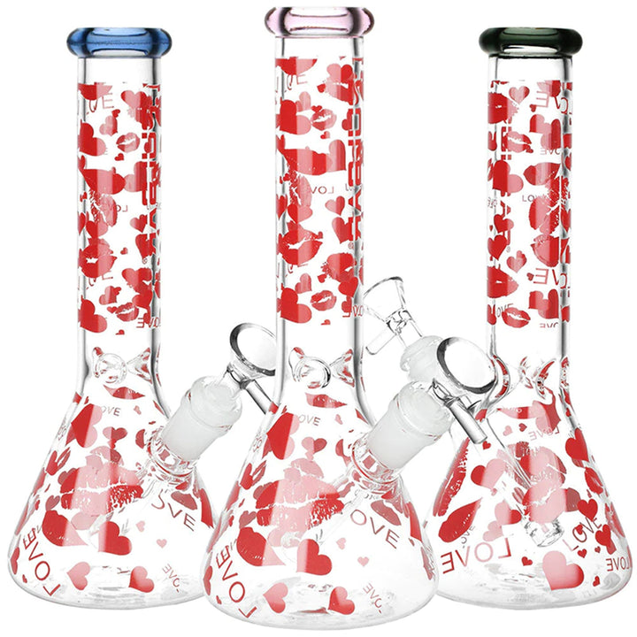 Cute Love Heart Pattern Glass Beaker Bongs