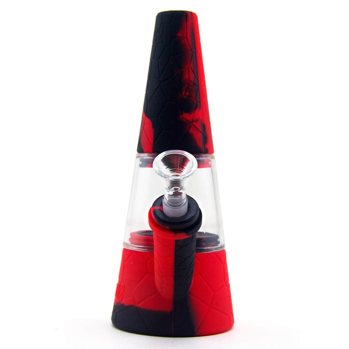 Black and red Fountain Silicone and Glass Bong front view