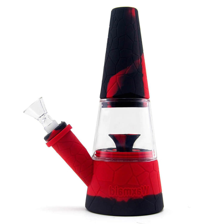 Black and red Fountain Silicone and Glass Bong side view