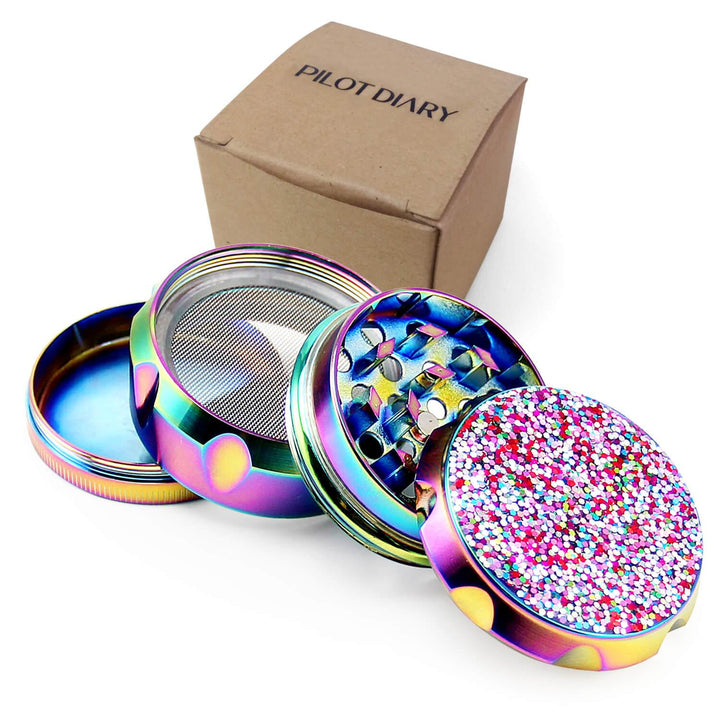 Girly Weed Grinder with custom packaging box, perfect for gifting