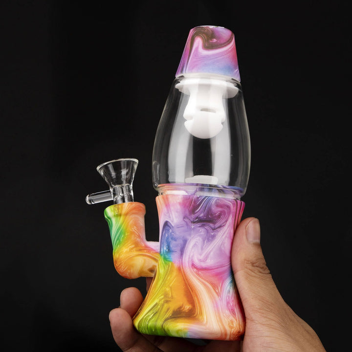 Lava Lamp Silicone Water Bong held in hand