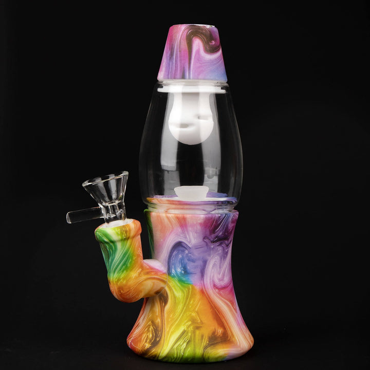 Side view of Lava Lamp Silicone Water Bong showcasing its vibrant colors and unique design details