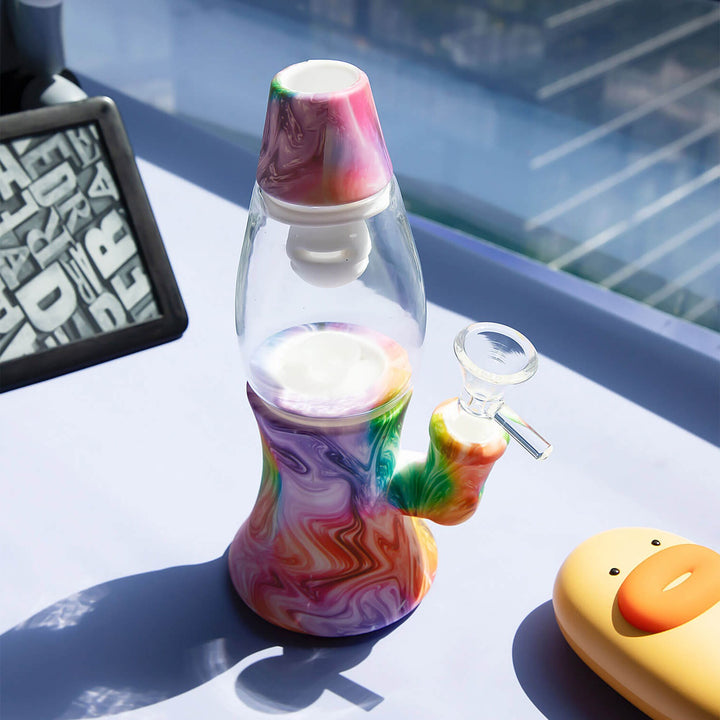 Lava Lamp Silicone Water Bong placed under sunlight