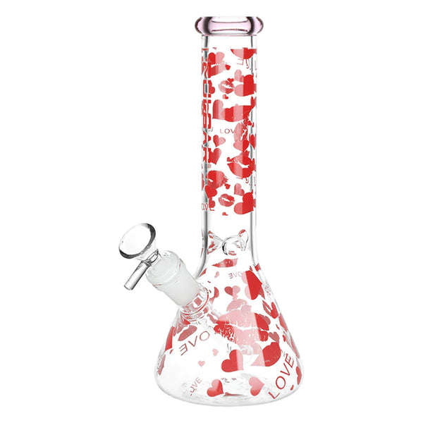Love Heart Pattern Glass Beaker Bongs 